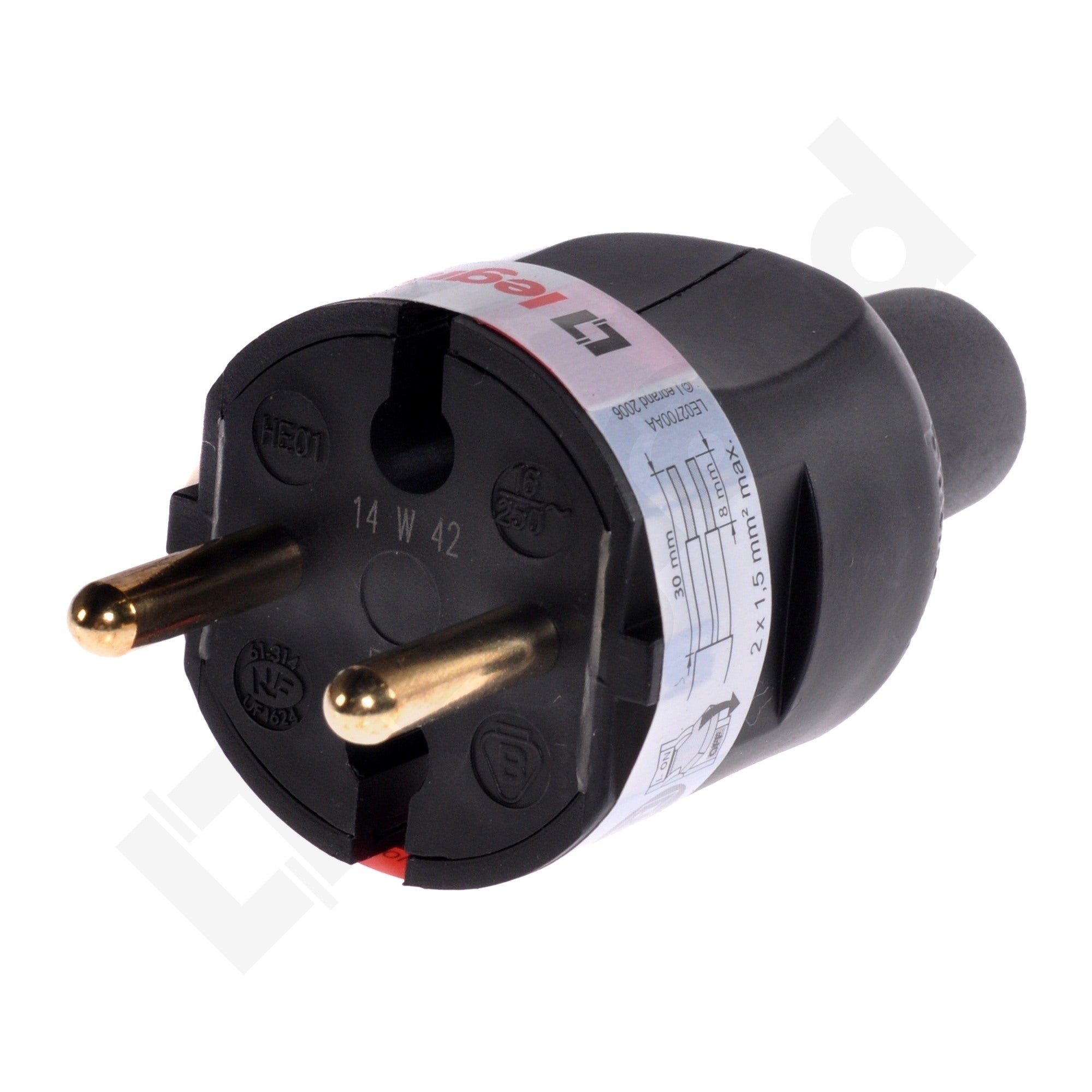 Wtyczka gumowa 16A bez uziemienia 0