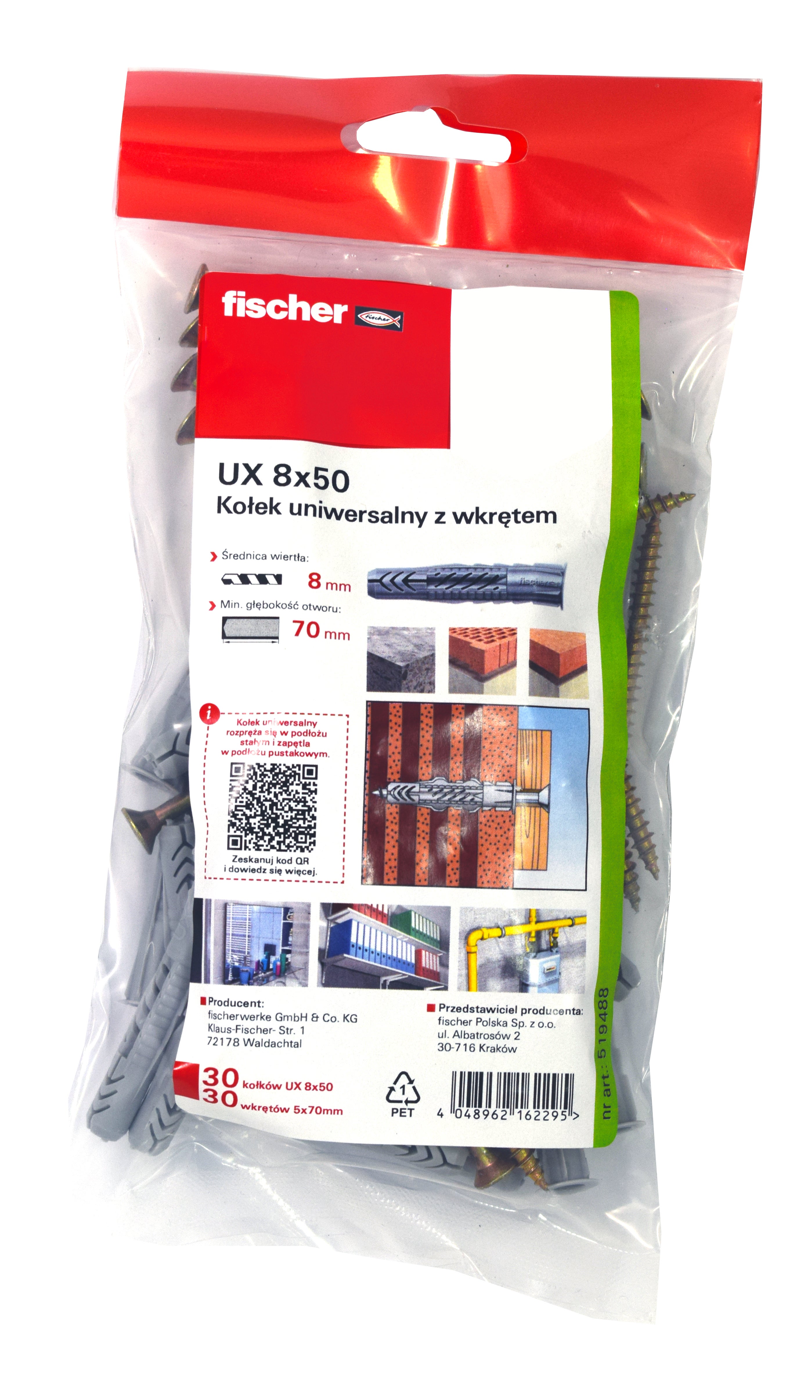 Kolek rozporowy uniwersalny UX z wkrętem 8.0x50 mm (30 szt.) 1