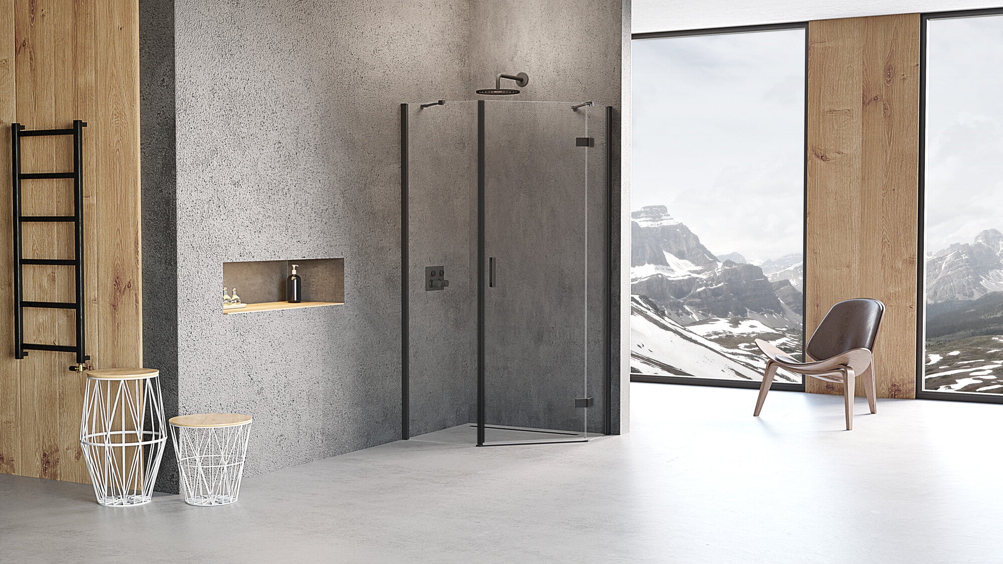 Kabina prysznicowa Kabri Primera Black lewa 100x80 cm 1