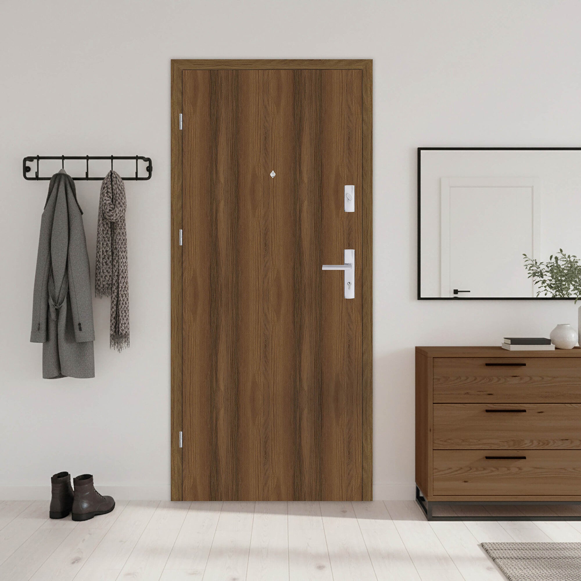 Drzwi wejściowe wewnątrzlokalowe Zeus 90 cm lewe orzech premium 1