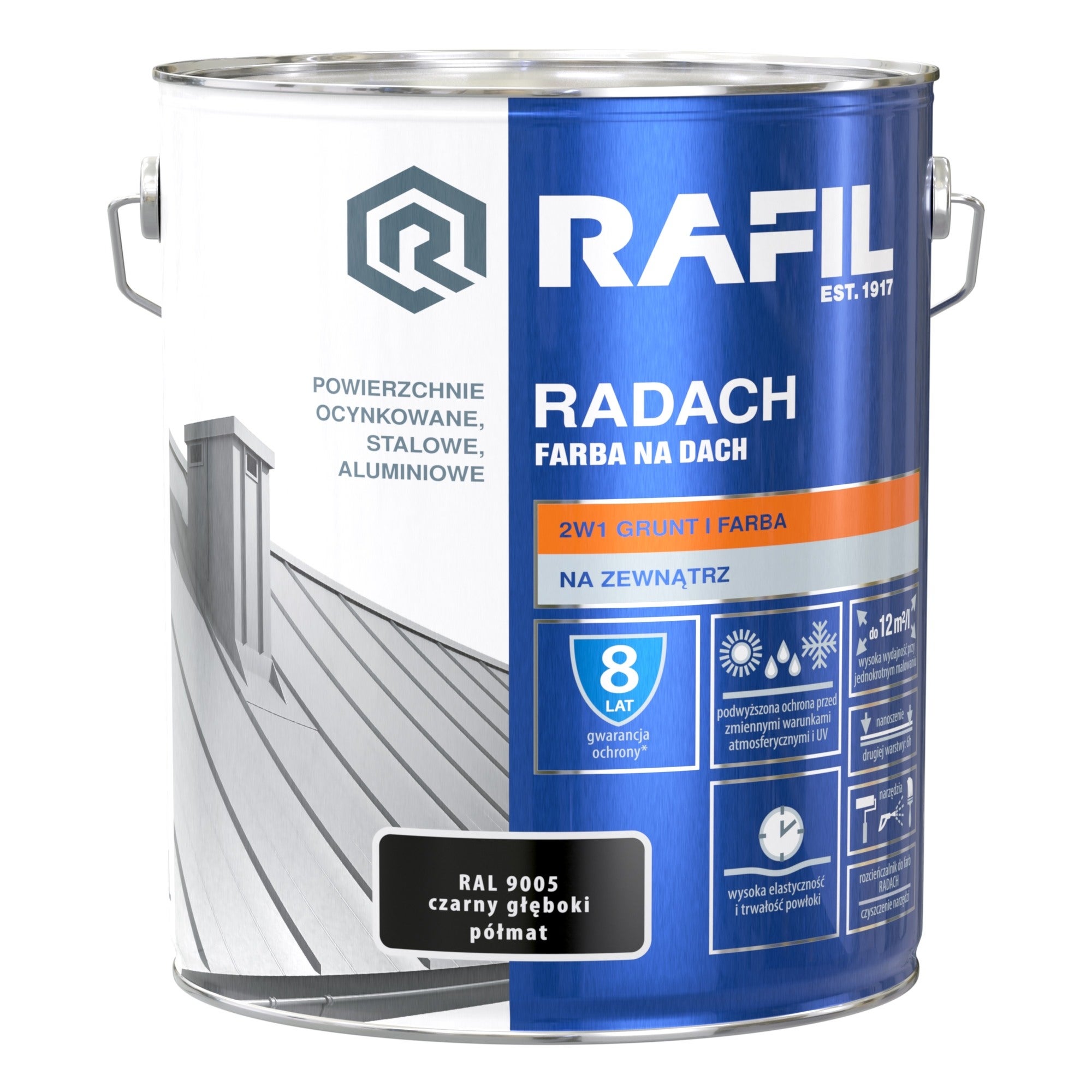 Farba na dach Rafil Radach czarny głęboki RAL9005 10l