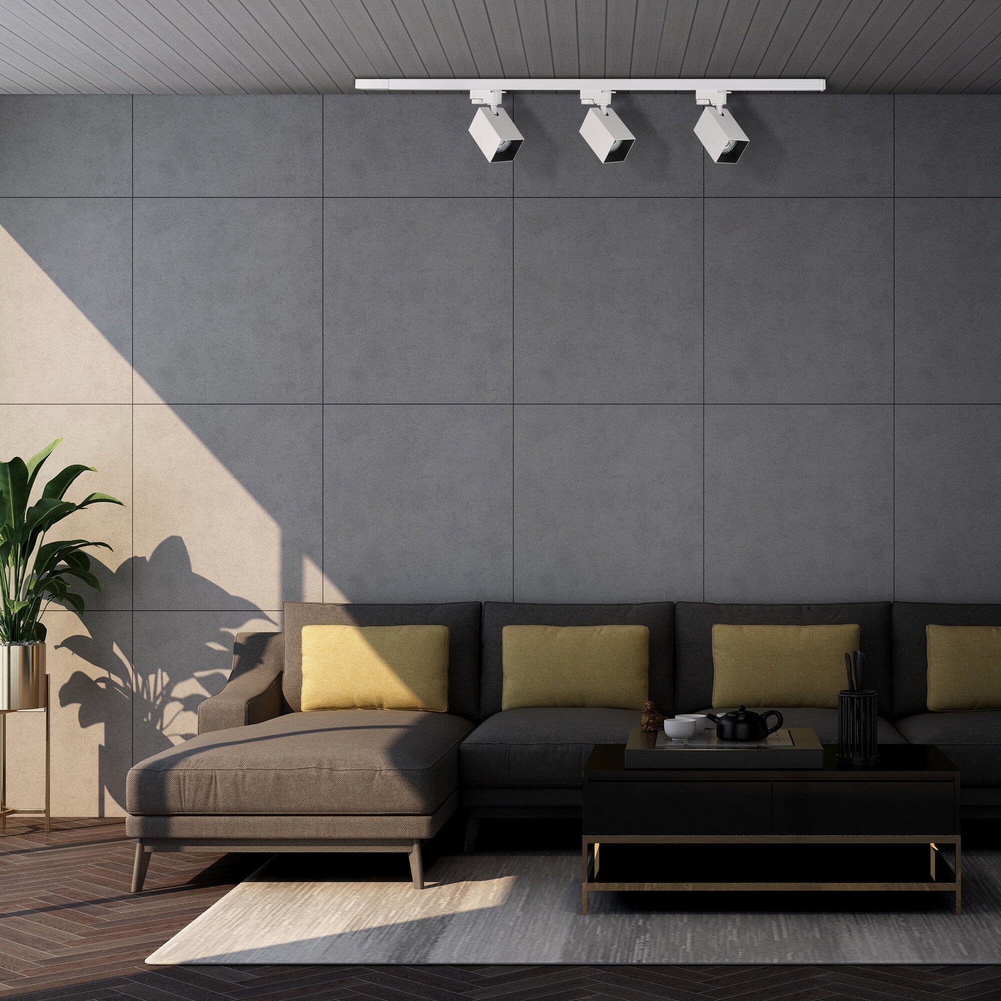 Zestaw szynoprzewodów 1-fazowy SQUARE 3x GU10, szynoprzewód 1m, kolor biało-złoty 1