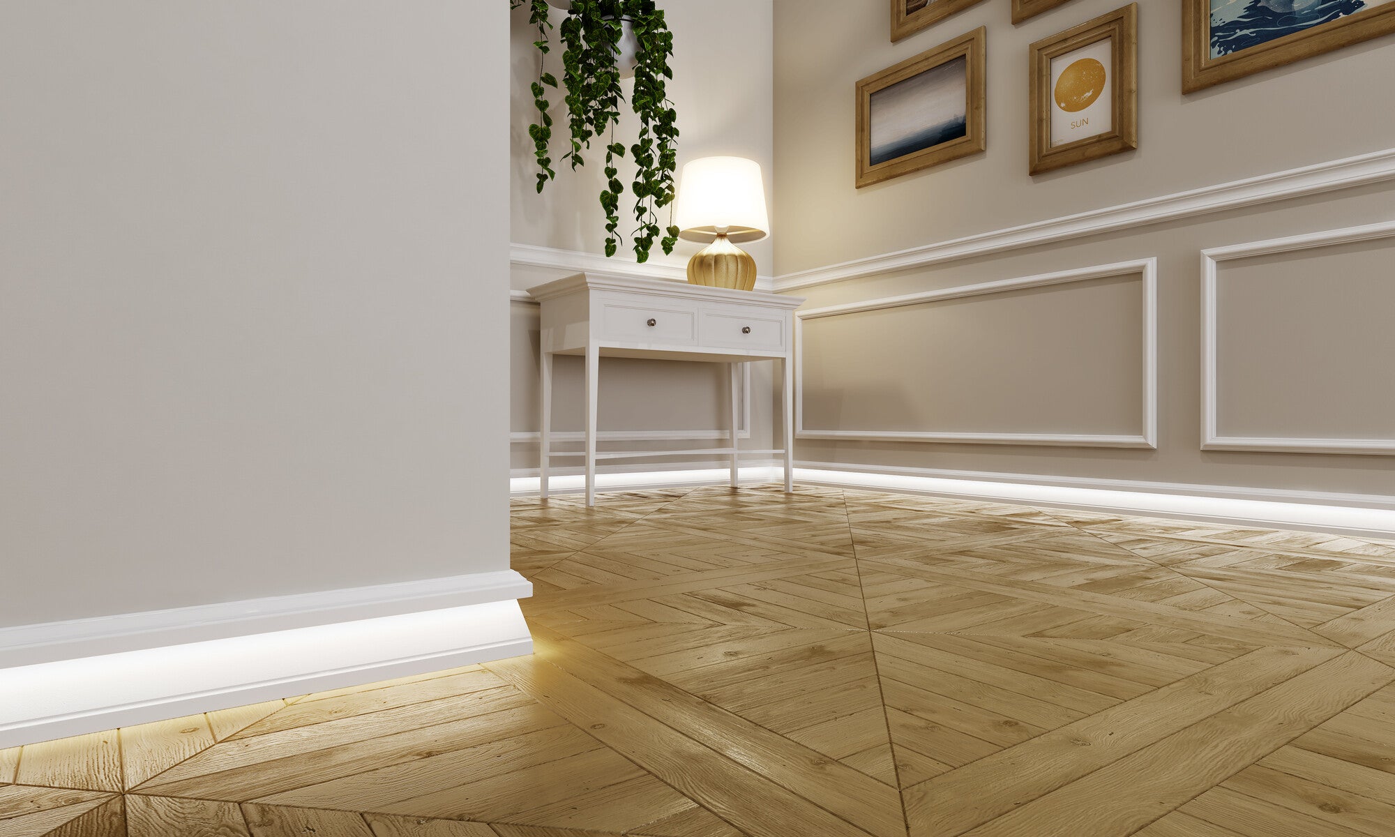 Listwa przypodłogowa INTERO HF-3 2000x109x22 mm, do montażu listwy LED, biała 1