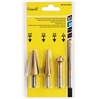 Zestaw rozwiertaków, frezowierteł, wierteł stopniowych, 4 szt. 1