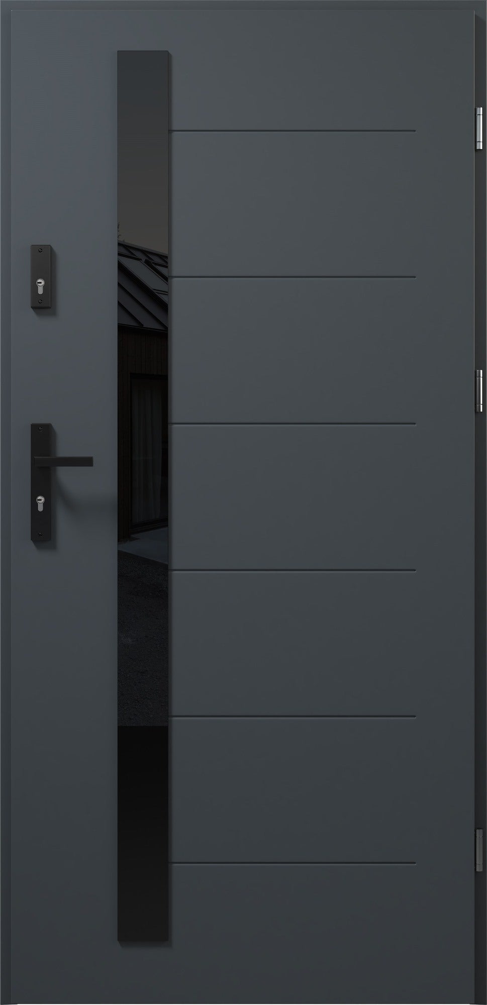 Drzwi zewnętrzne Malmo Antisol Black antracyt 90 prawe