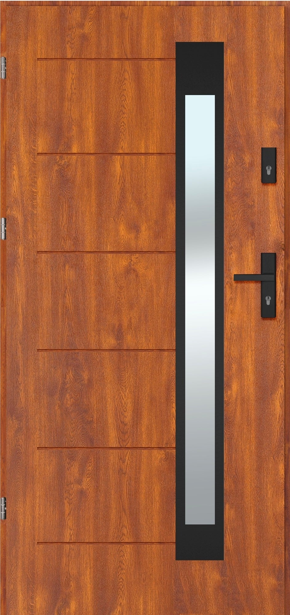 Drzwi zewnętrzne UD1.3 Hanover Nero, lustro weneckie, orzech 90 lewe 0