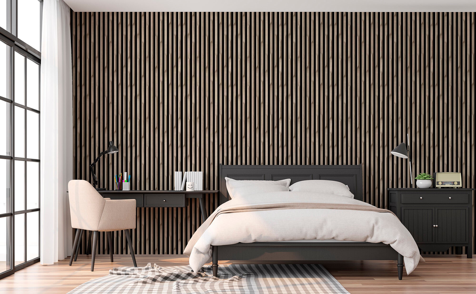 Tapeta winylowa na fizelinie wood panels - drewniane lamele 3D 1