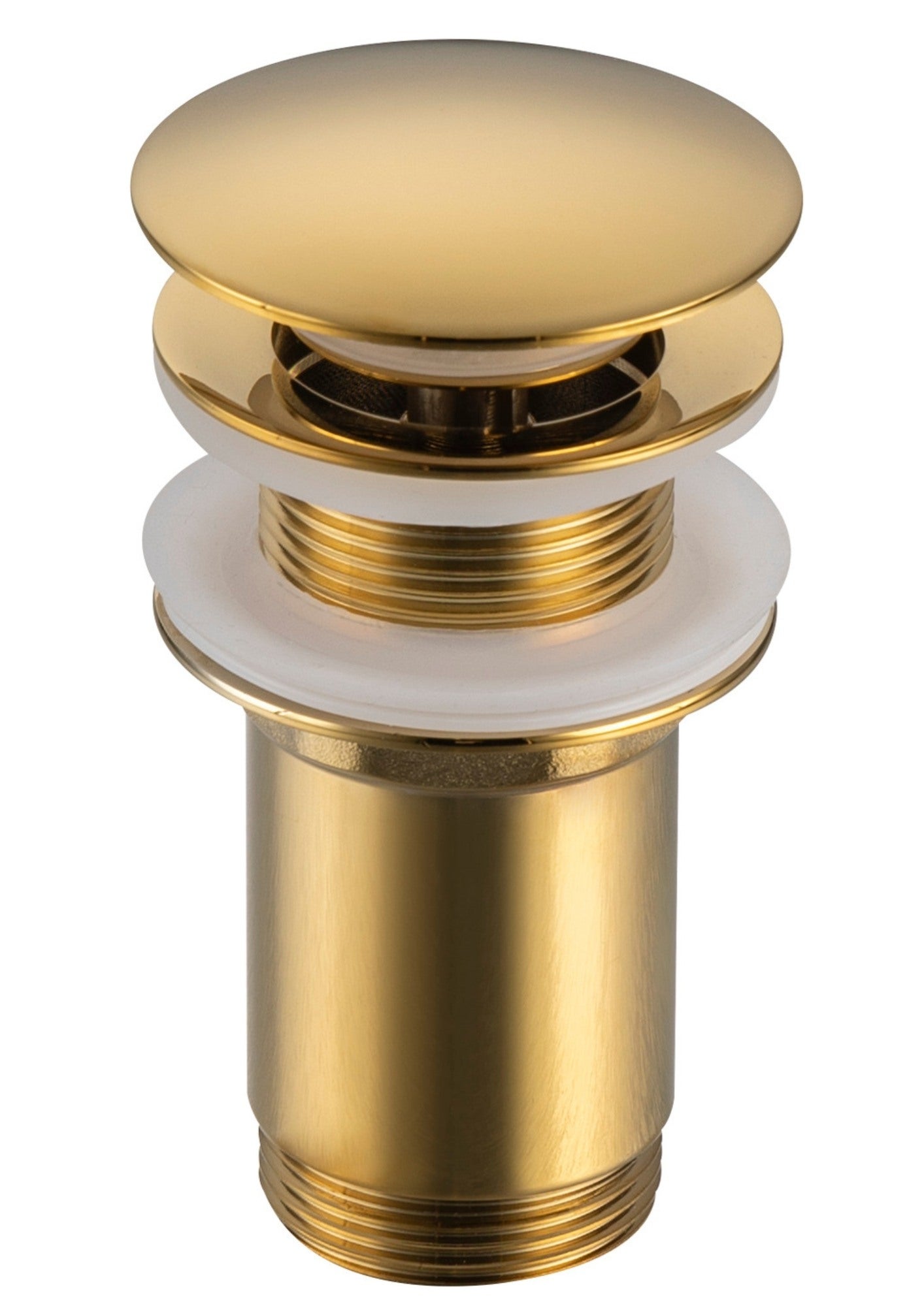 Korek umywalkowy mosiężny klik-klak, bez przelewu, złoty