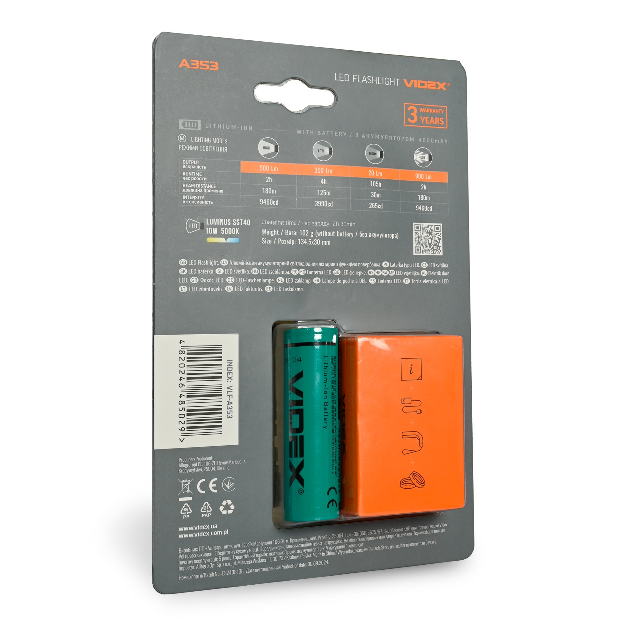 Latarka ręczna 10W 900lm 4000mAh USB-C IP66 10