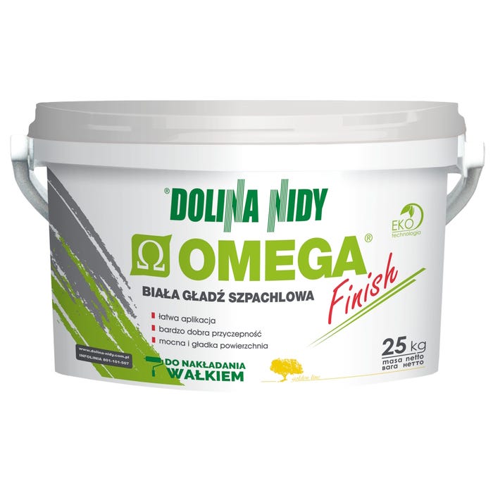 Biała gładź szpachlowa OMEGA FINISH 25 kg, biała
