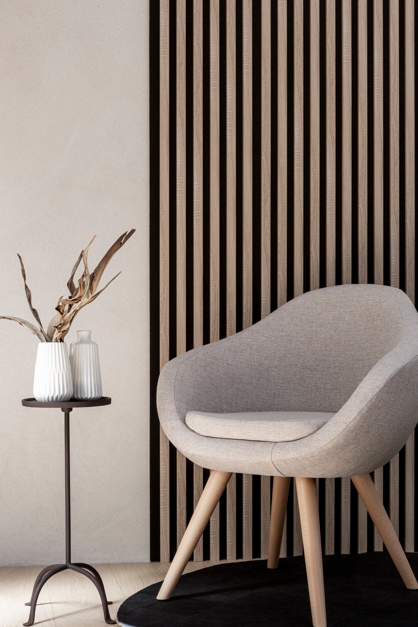 Panel lamelowy na filcowym podkładzie WOODLINE 2700x300 dąb sonoma, tło czarne 1