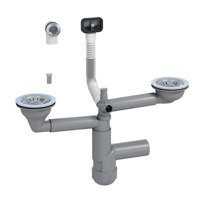 Syfon zlewozmywakowy Flexloc 1,5- i 2-komorowy 90 mm