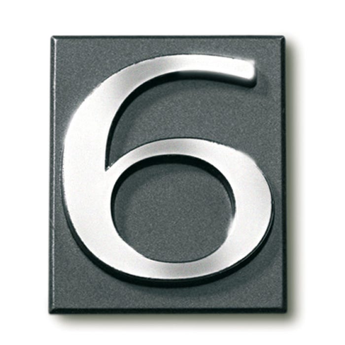 Cyfra 6 samoprzylepna grafit 4x4.7 cm