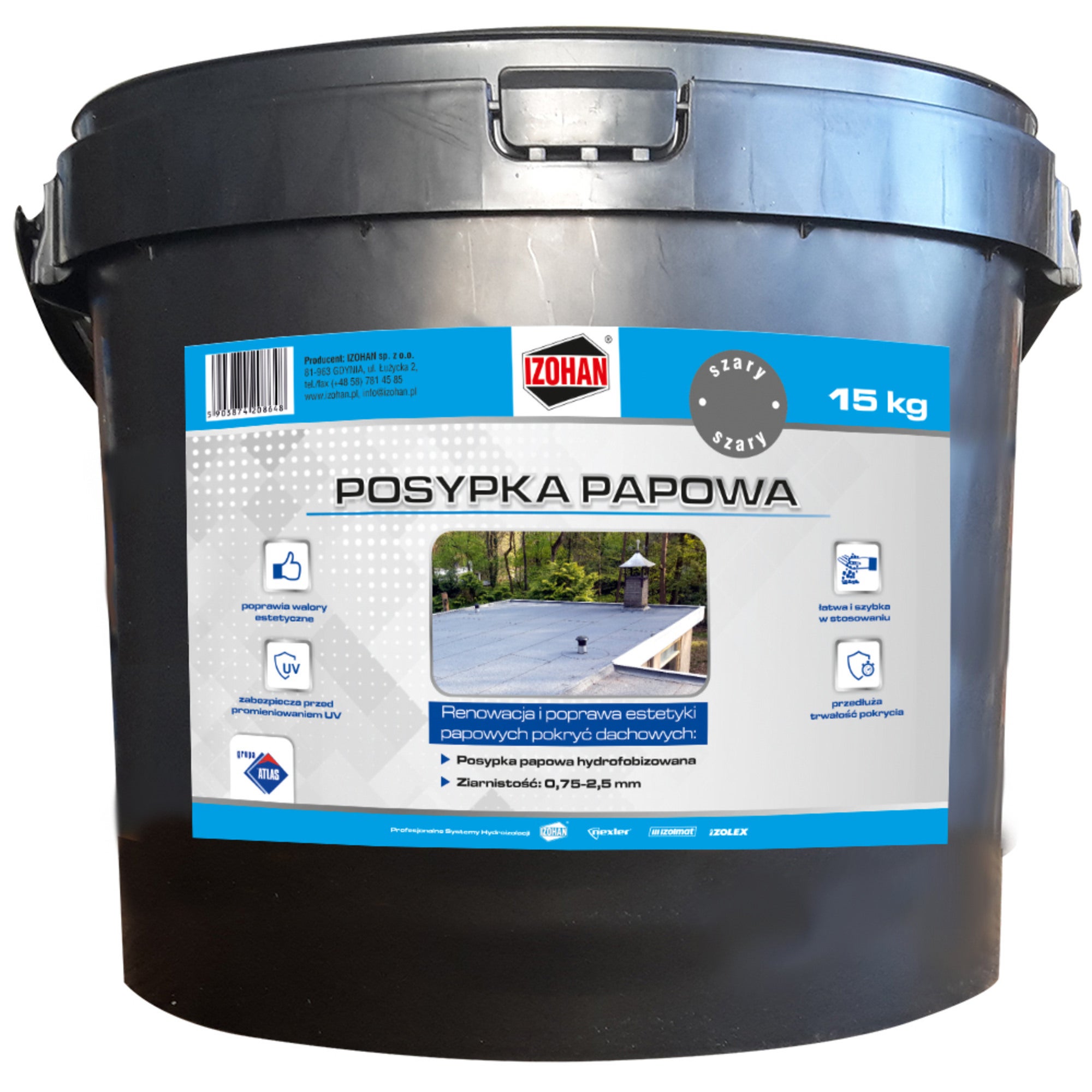 Posypka papowa hydrofobizowana Izohan 15 kg szara 0