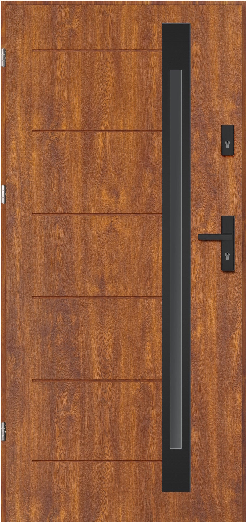 Drzwi zewnętrzne Malmo Antisol Black złoty dąb 90 lewe 1