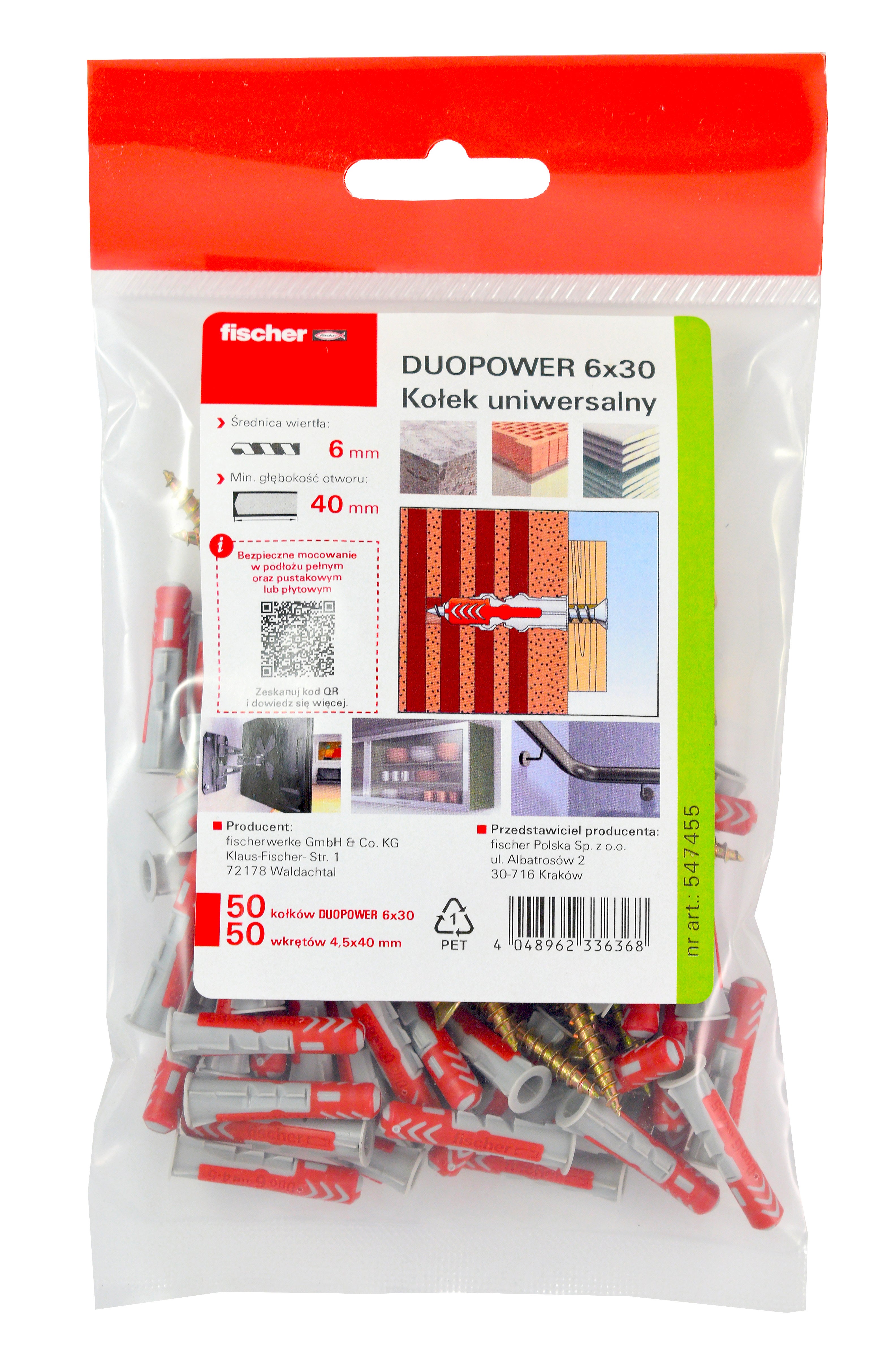 Kołek Duopower 6x30 mm z wkrętem 4.5x40 mm (50 szt.) 2