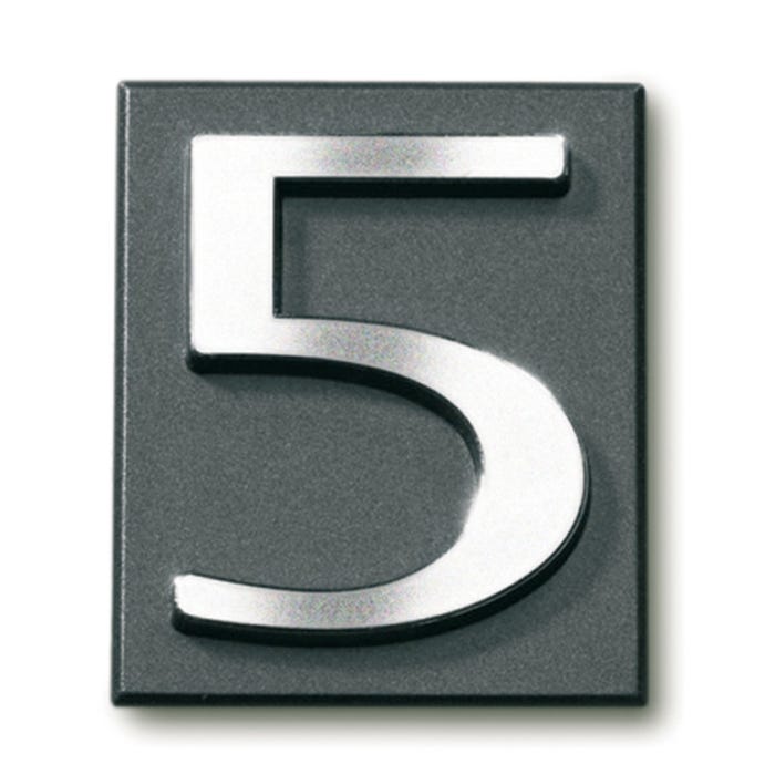 Cyfra 5 samoprzylepna grafit 4x4.7 cm