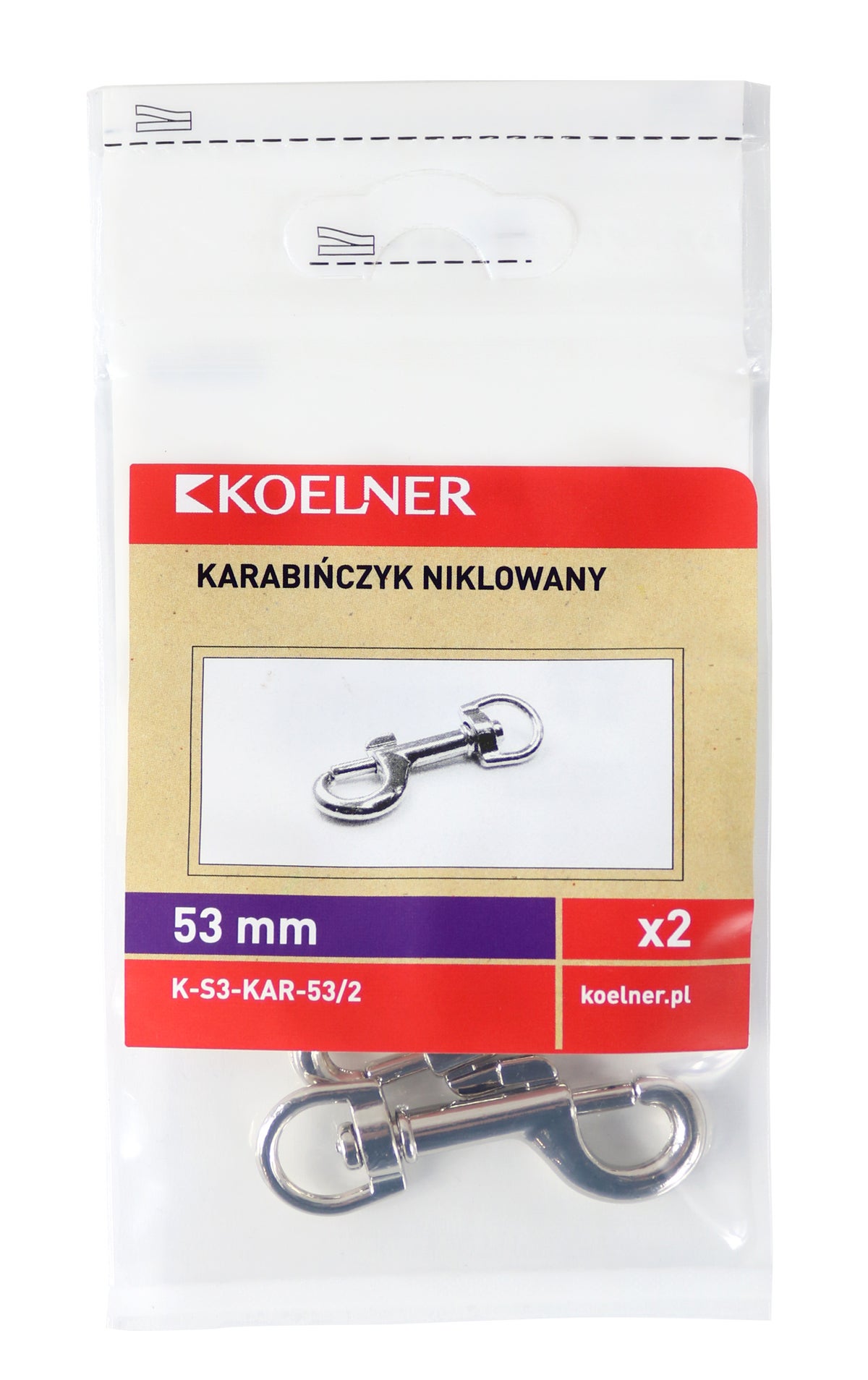 Karabińczyk niklowany 100 kg 53 mm 1