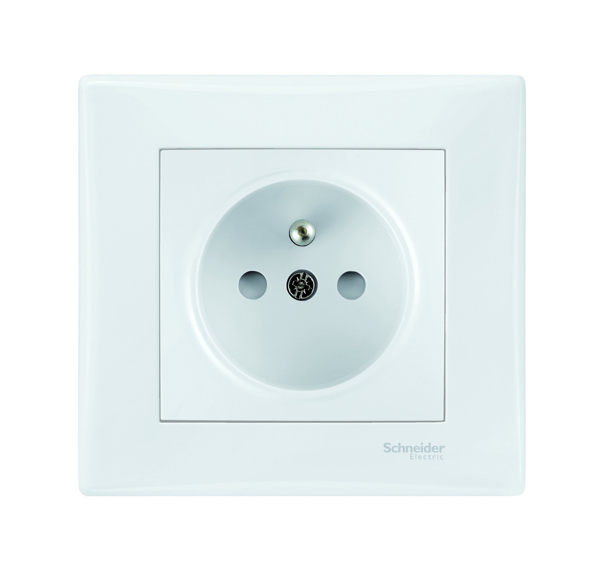 Schneider Sedna biały gniazdo pojedyncze z uziemieniem z przesłoną styków z ramką 0