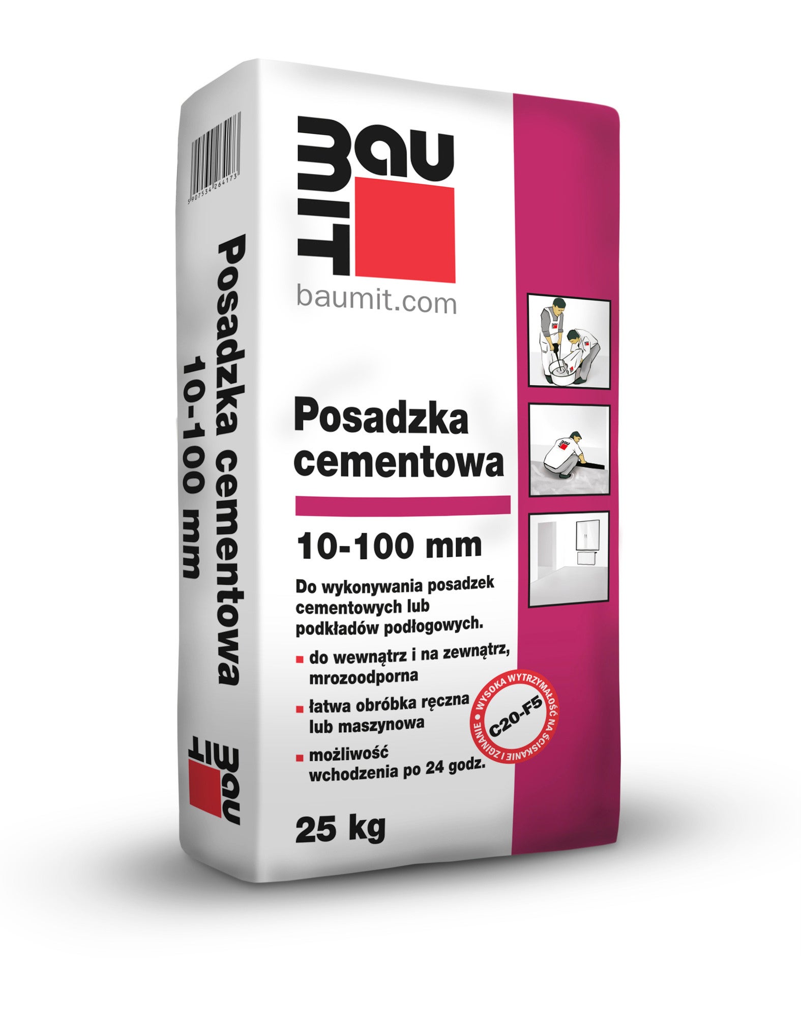 Posadzka cementowa Baumit, CT-C20-F5-A15 25 kg, podkład podłogowy, 10-100 mm 0