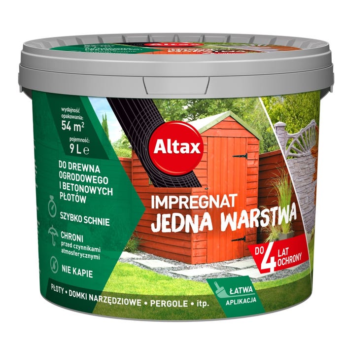 Impregnat do drewna ogrodowego Altax Jedna Warstwa brąz 9l