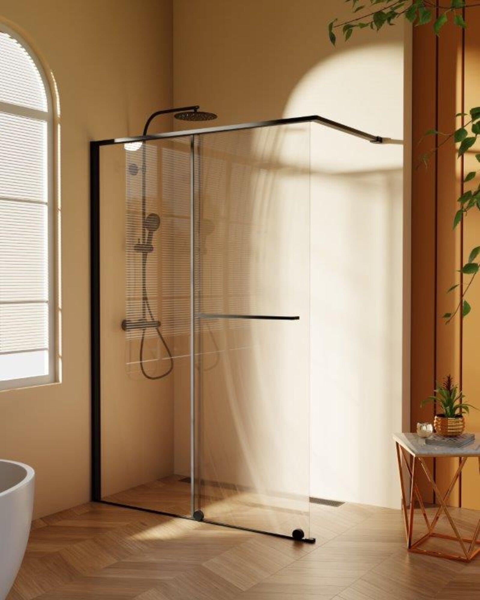 Kabina walk-in Savana 60 + 60 200 cm czarna 1