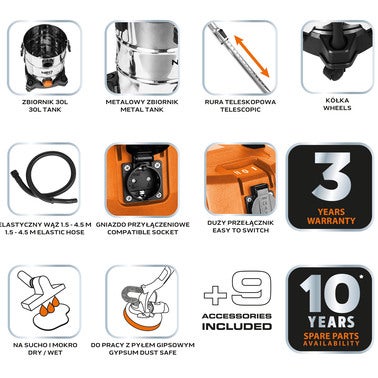 Odkurzacz warsztatowy 1400W 04-738 NEO 4