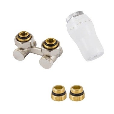 Zestaw termostatyczny kątowy z głowicą i nyplami 1