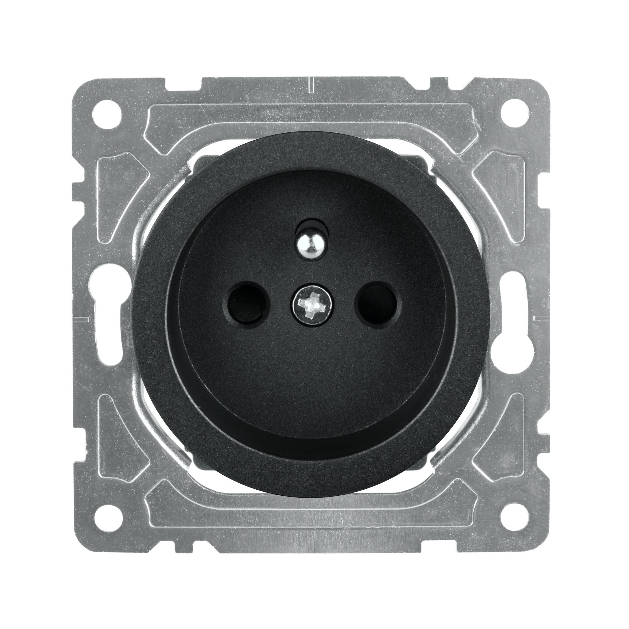 Oval czarny gniazdo pojedyncze z uziemieniem