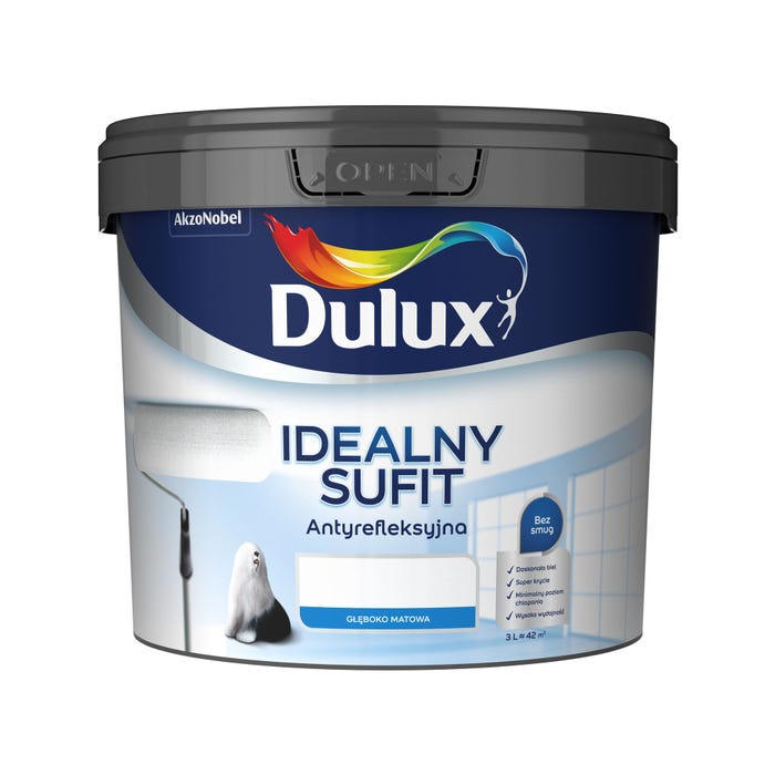 Farba antyrefleksyjna Dulux Idealny Sufit biała 3l