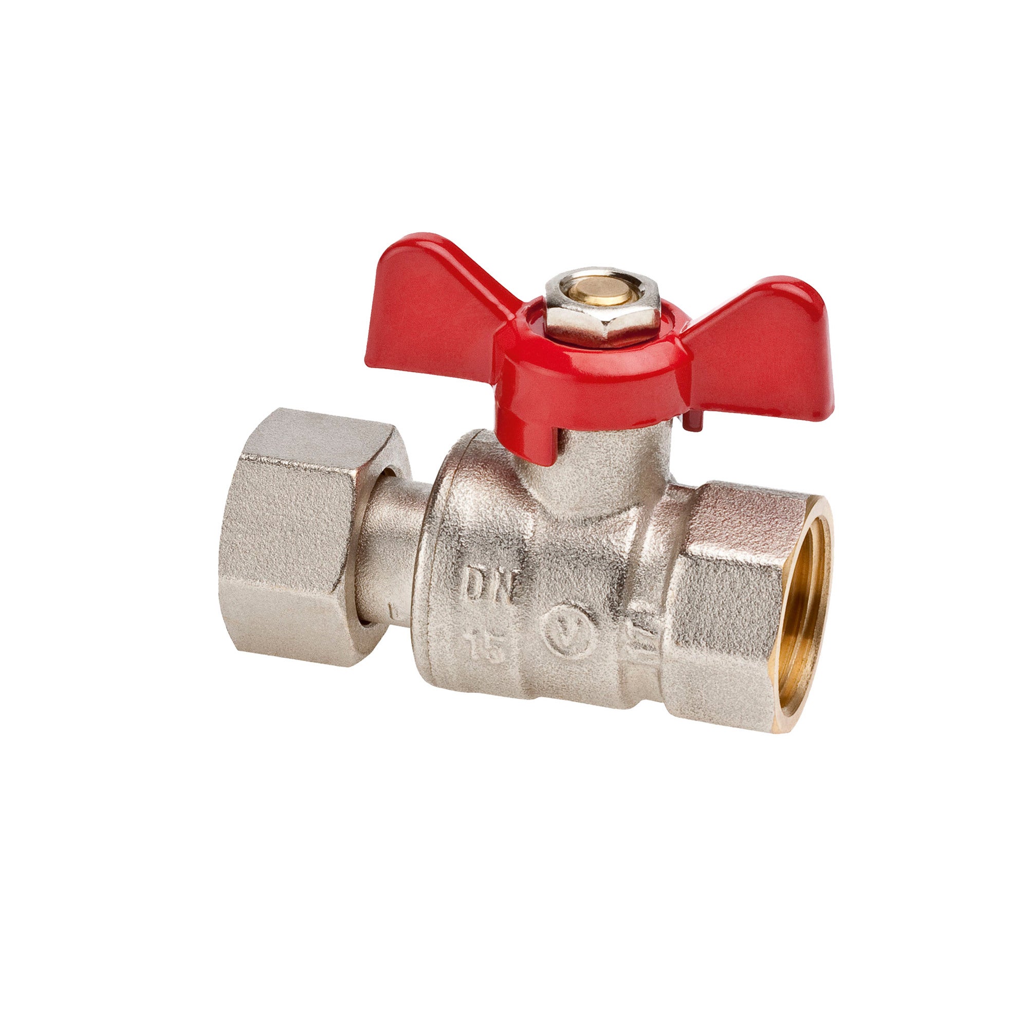 Zawór kulowy Spin GW 1/2x1/2" z obrotową nakrętką i motylkiem