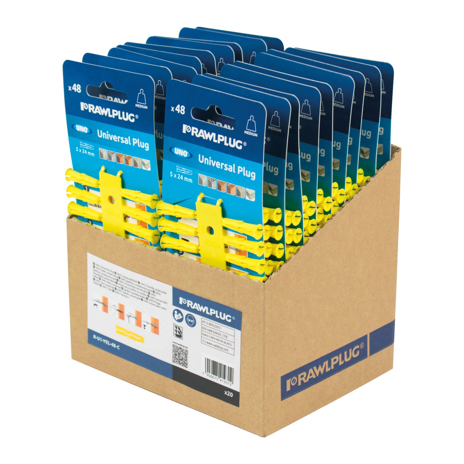 Kołki rozporowe Clip UNO-YEL fi 5x24 mm z zawieszką (96 szt.) 1