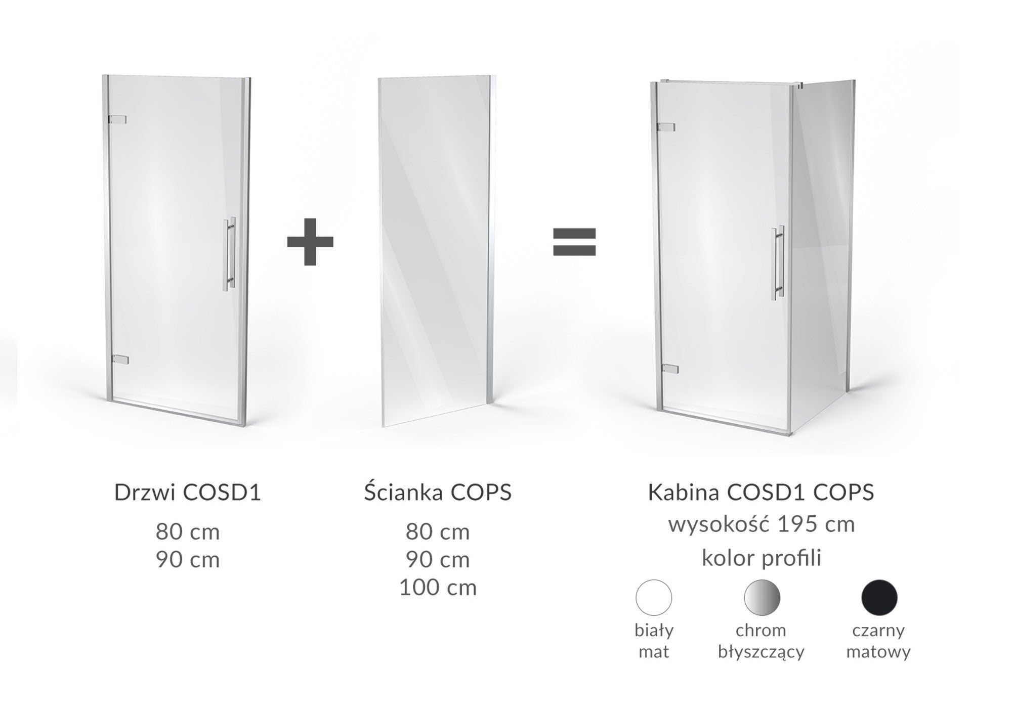 Drzwi prysznicowe Ravak Cool 80 x 195 cm czarne 1
