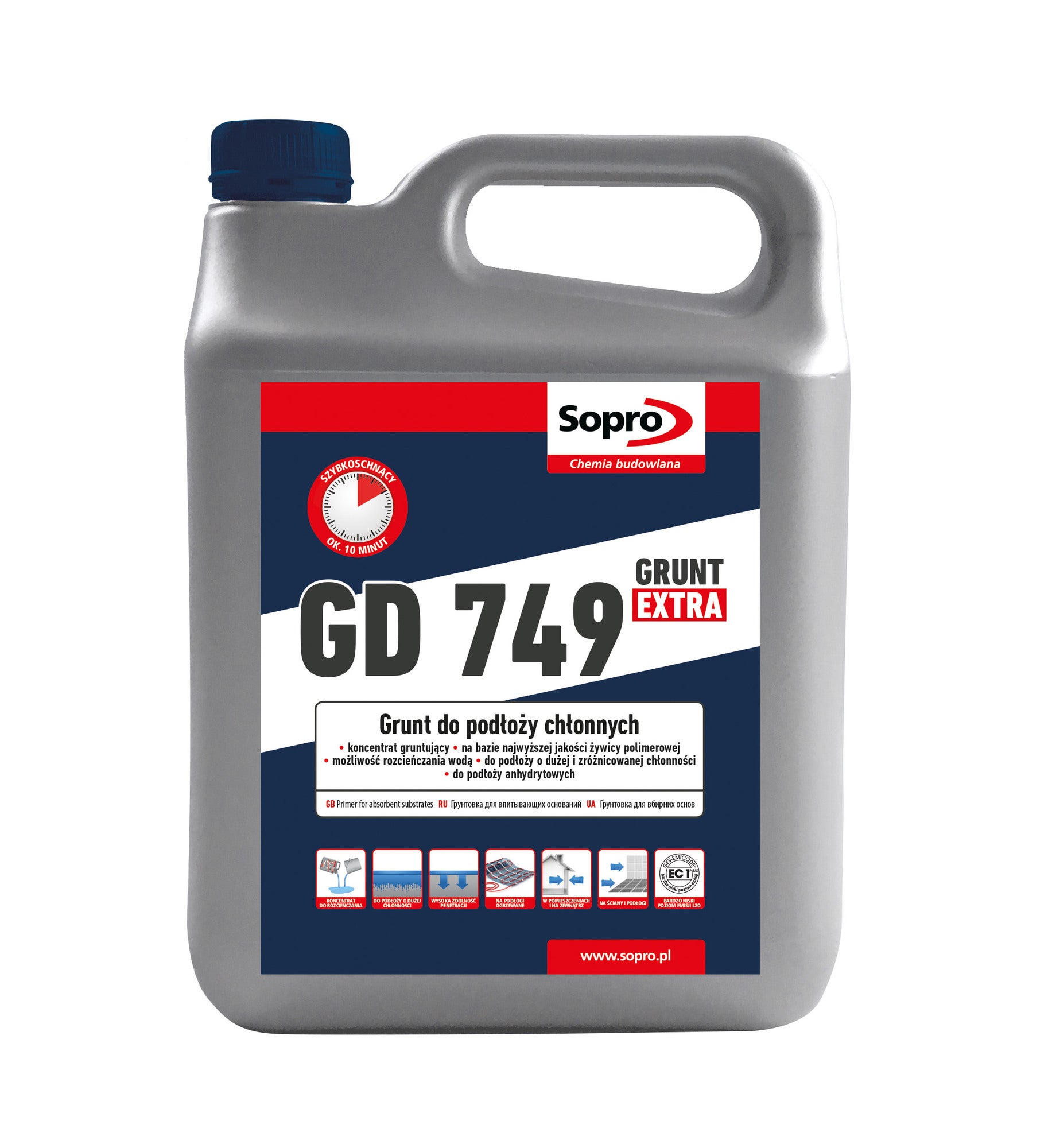 Grunt do podłoży chłonnych Sopro GD 749 4 l szybkoschnący głęboko penetrujący