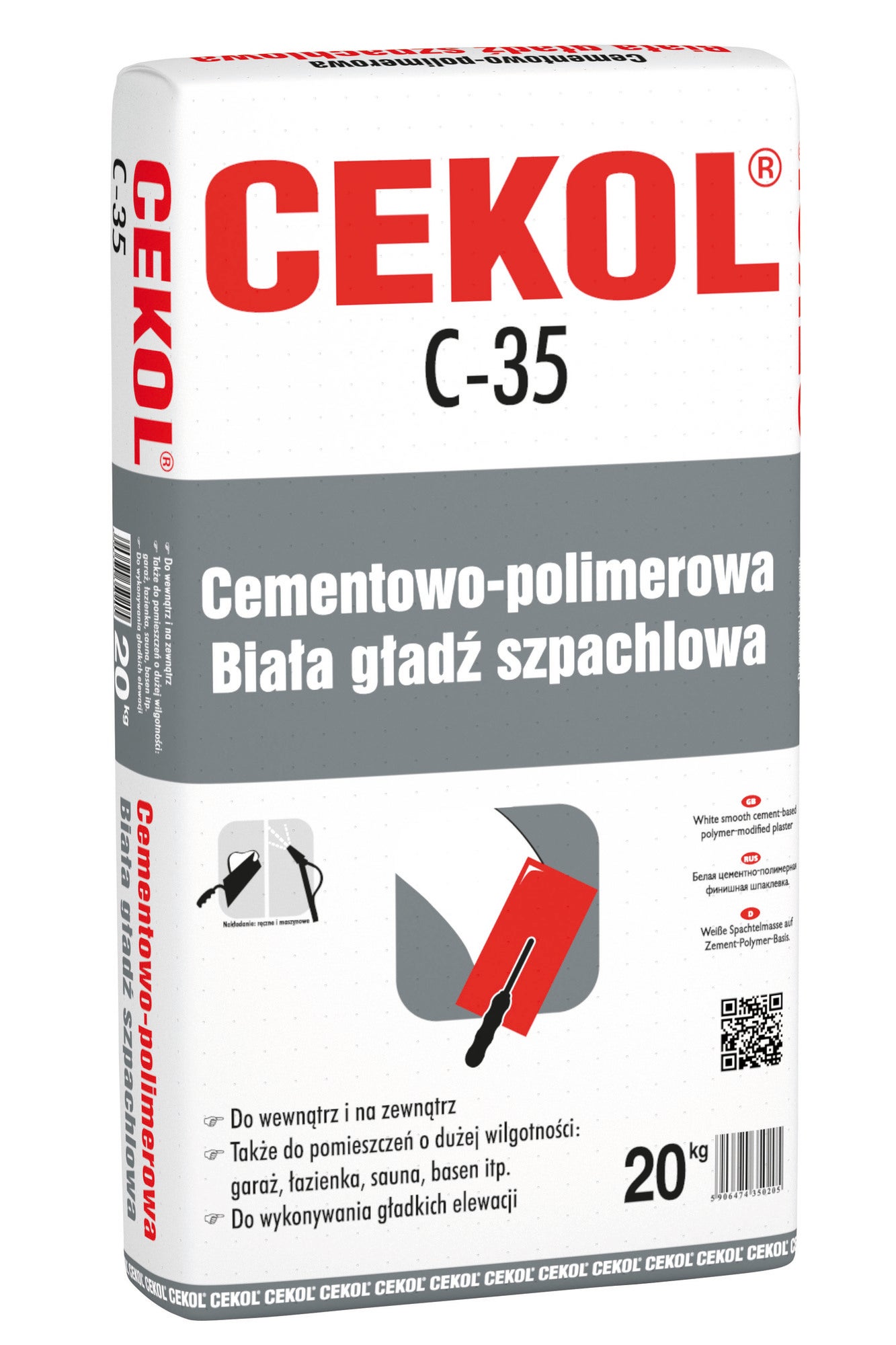Gładż cementowo-polimerowa Cekol C-35 20 kg, biała