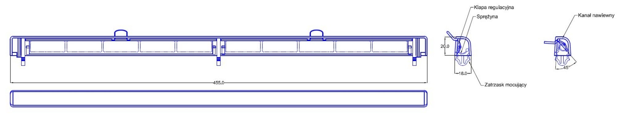 Nawiewnik okienny Slimline 4000 biały 454x18x20 mm 2