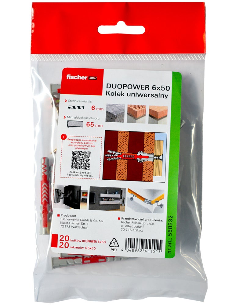 Kołek rozporowy DUOPOWER 6x50 mm z wkrętem (20 szt.) 1