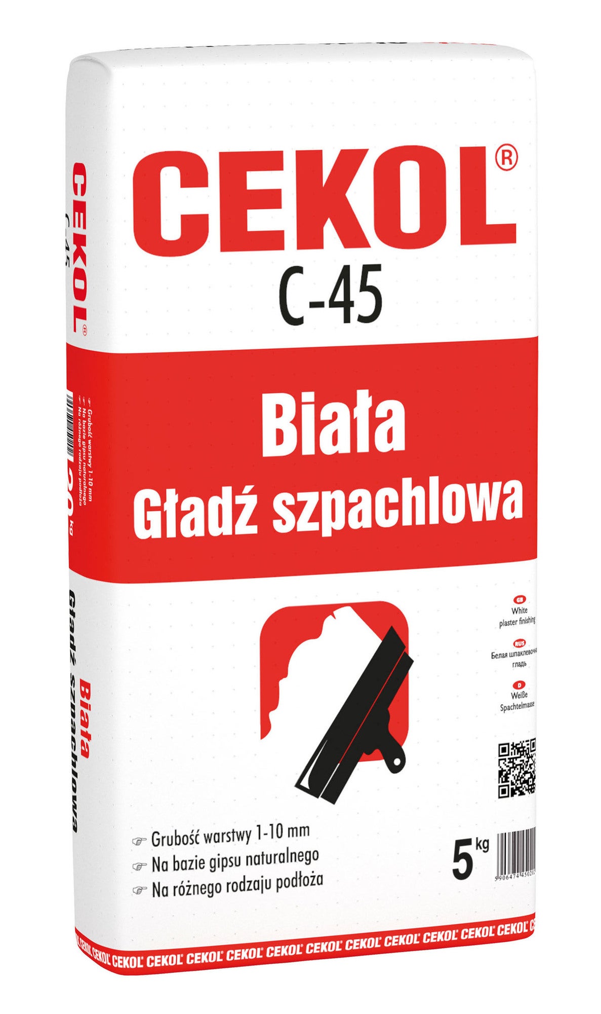Gładź szpachlowa Cekol C-45 Gold 5 kg, extra biała 0