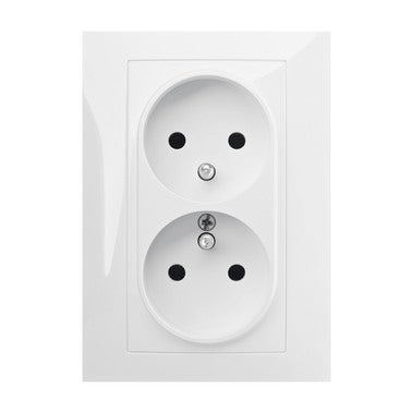 Santra biały gniazdo elektryczne podwójne z ramką