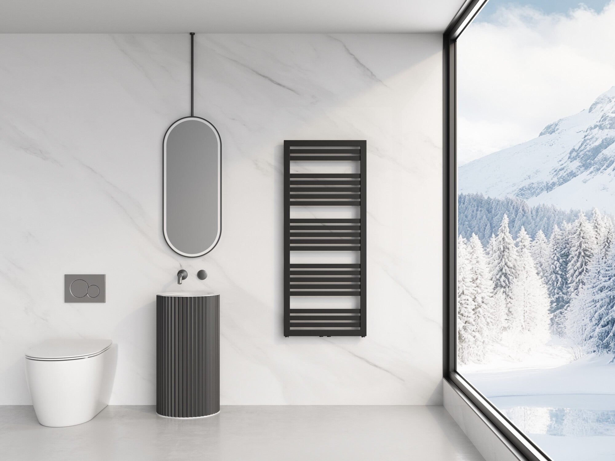 Grzejnik łazienkowy KLEO 1280X540 682W czarny 2