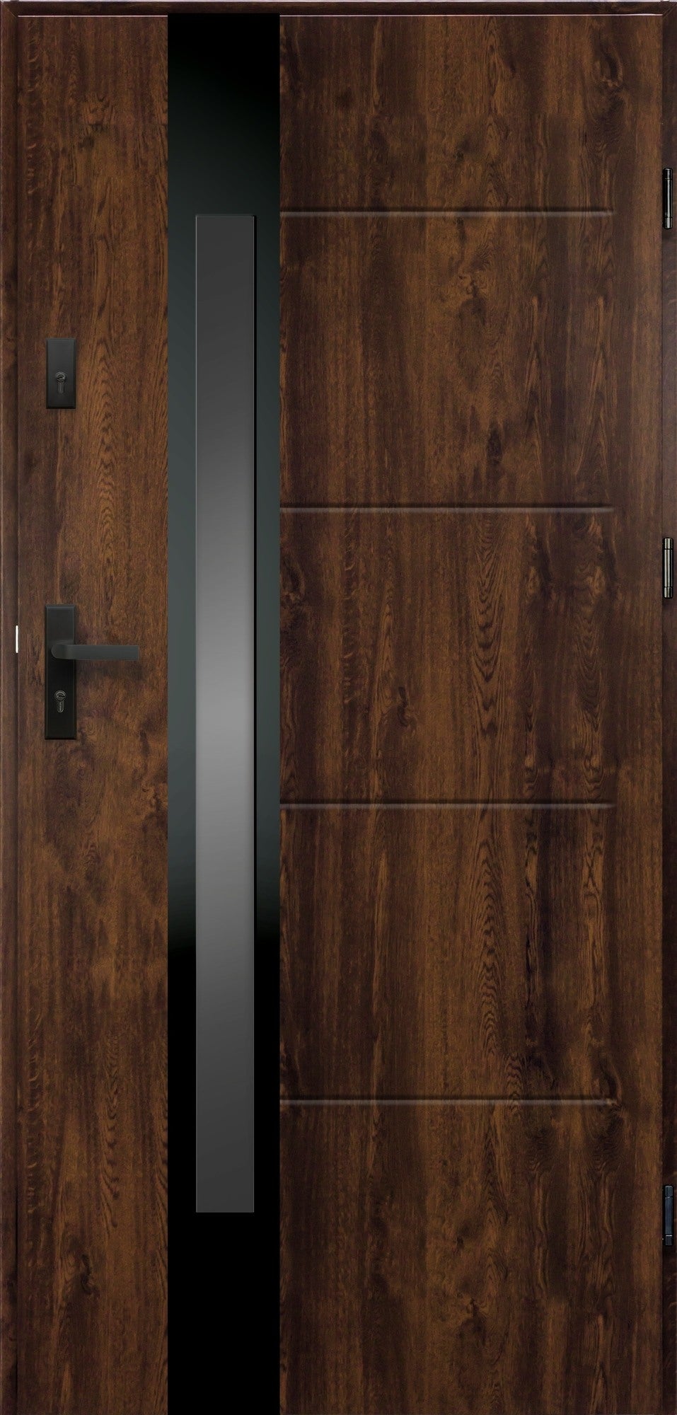 Drzwi stalowe MILAN szklone orzech 80 lewe