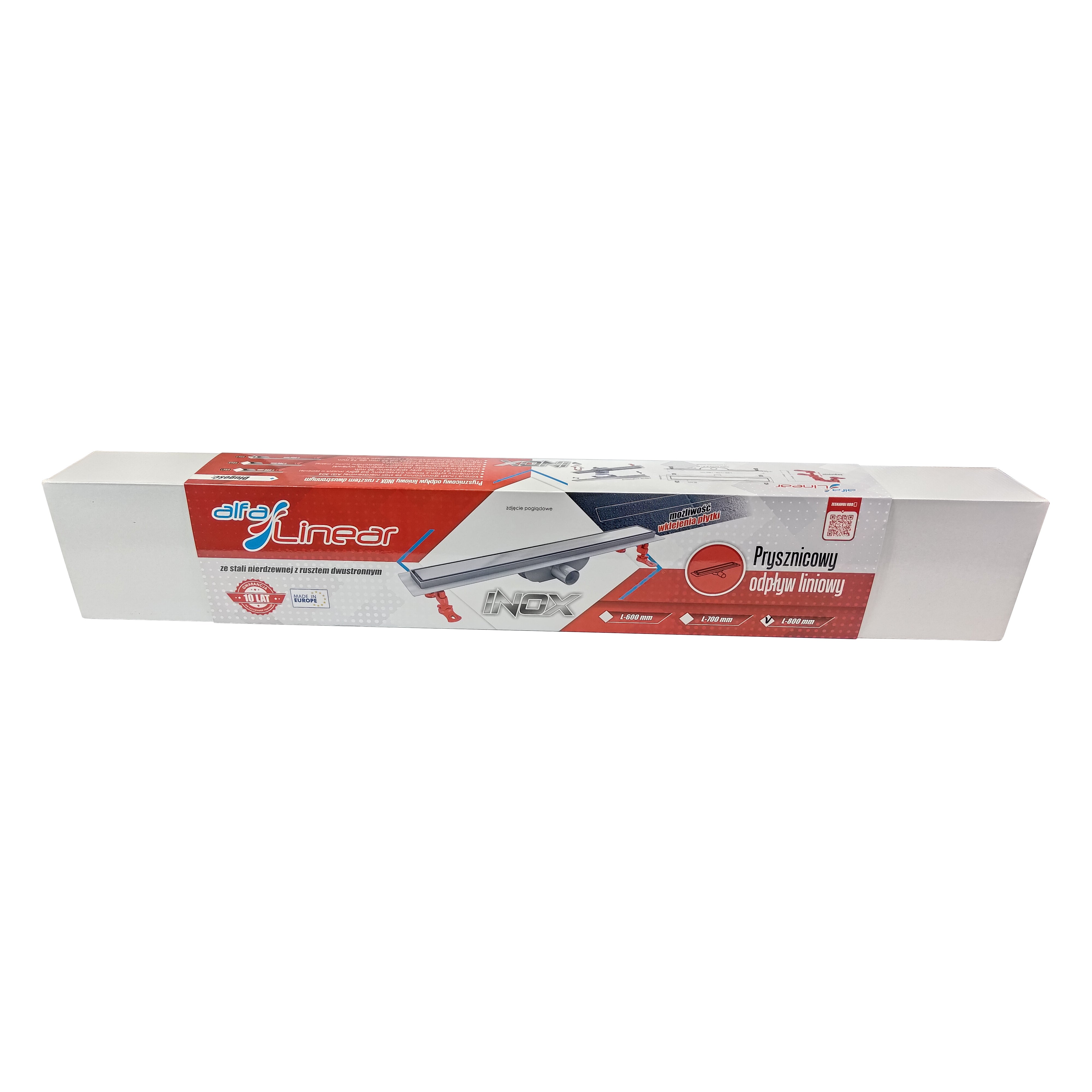 Odpływ liniowy Alfa Linear 700 mm z dwustronnym rusztem, inox 9