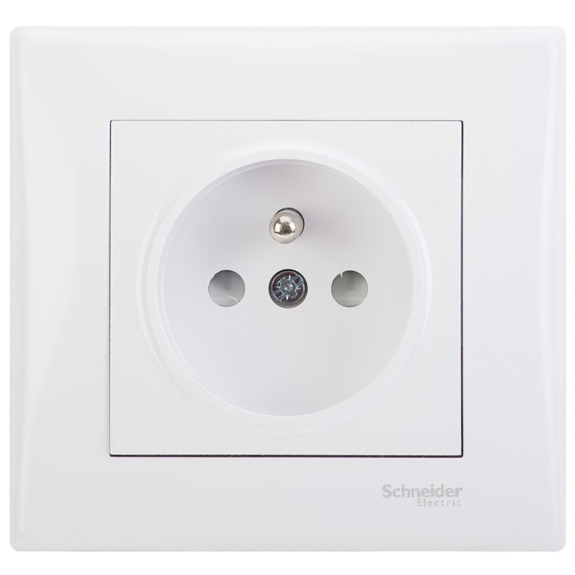 Schneider Sedna biały gniazdo pojedyncze z uziemieniem z przesłoną styków z ramką 1