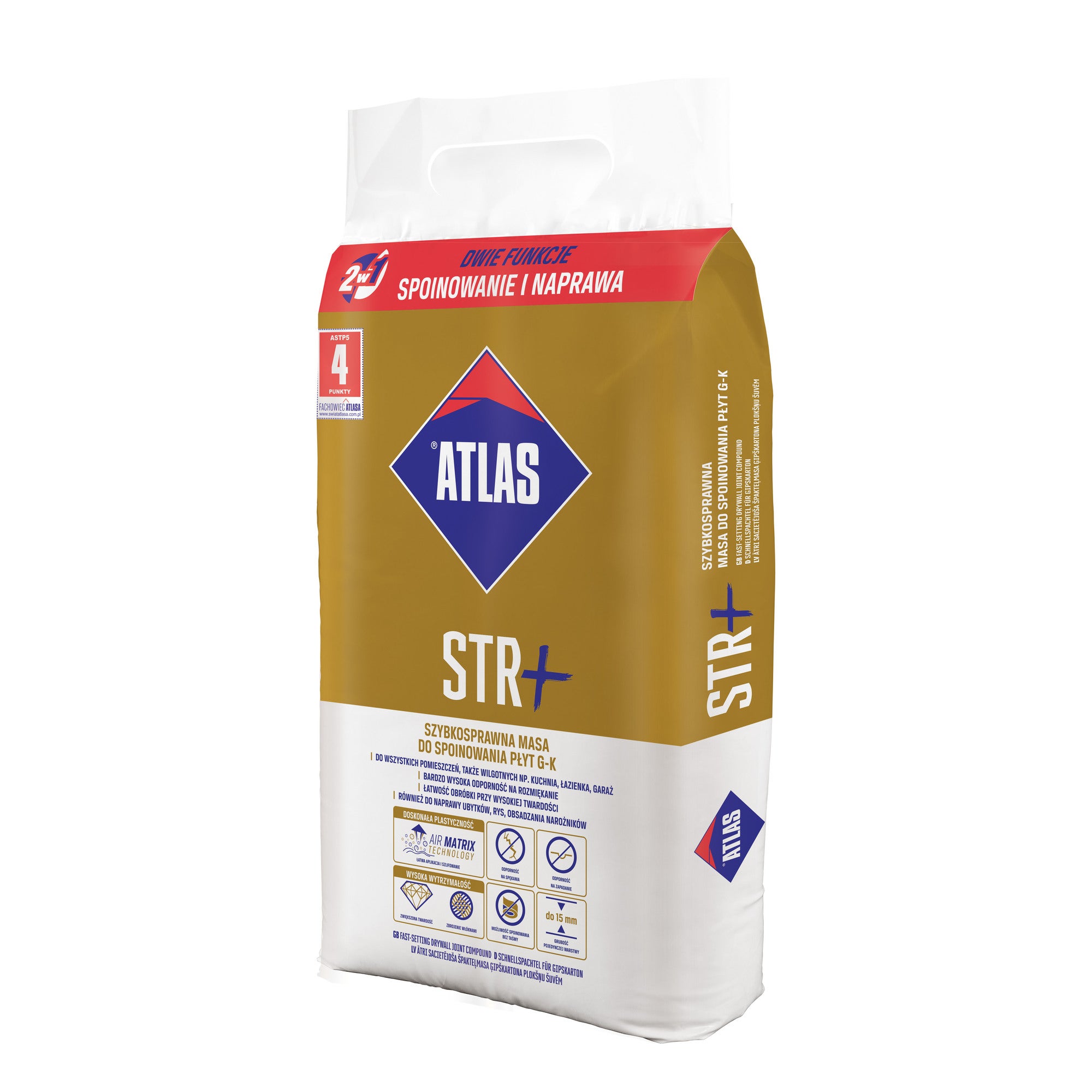 Szybkosprawna masa do spoinowania płyt g-k Atlas STR+ 5 kg 
