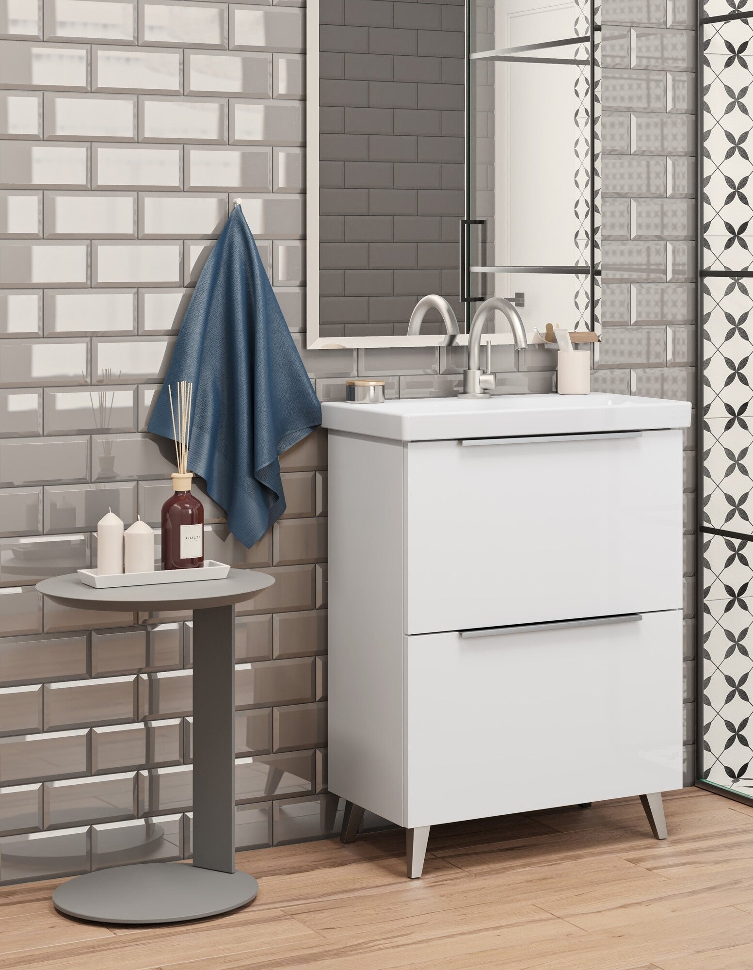 Szafka z umywalką Meble21 Manta 65 x 35 cm biała 2