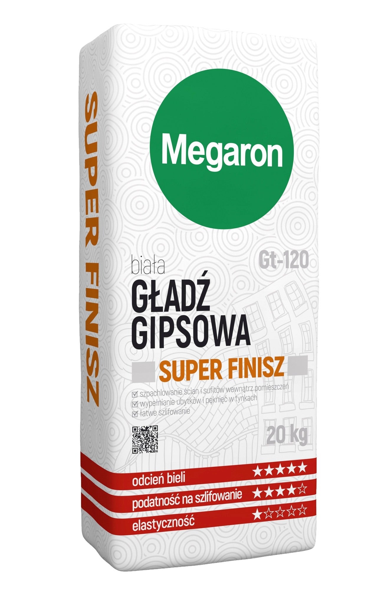Gładź gipsowa Super Finisz Megaron Gt-120 20 kg, biała 1