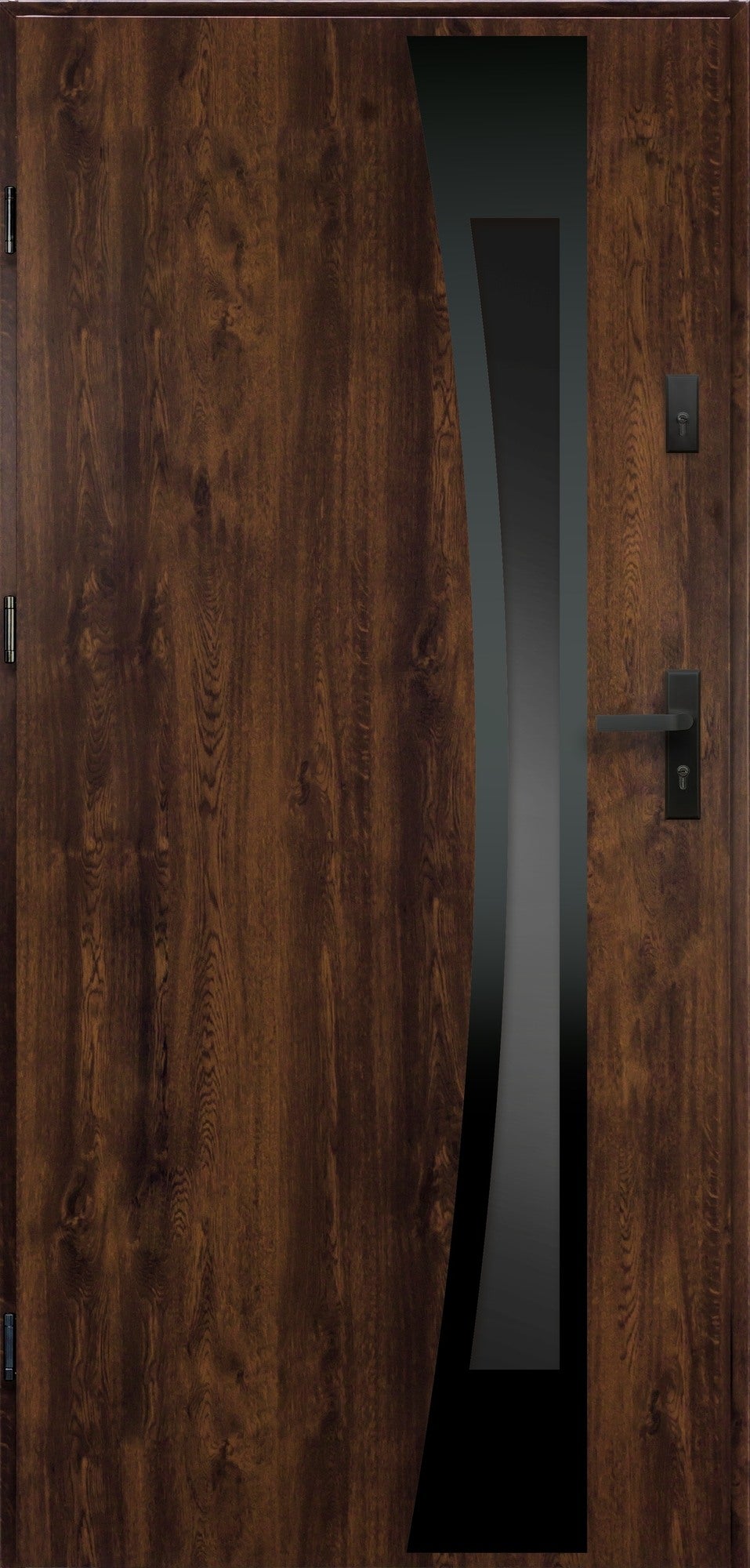 Drzwi zewnętrzne stalowe WIEN szklone orzech 80 lewe 0