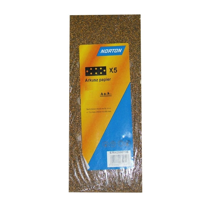 Papier ścierny 93x230 mm 8 otworów P40, 5 szt.