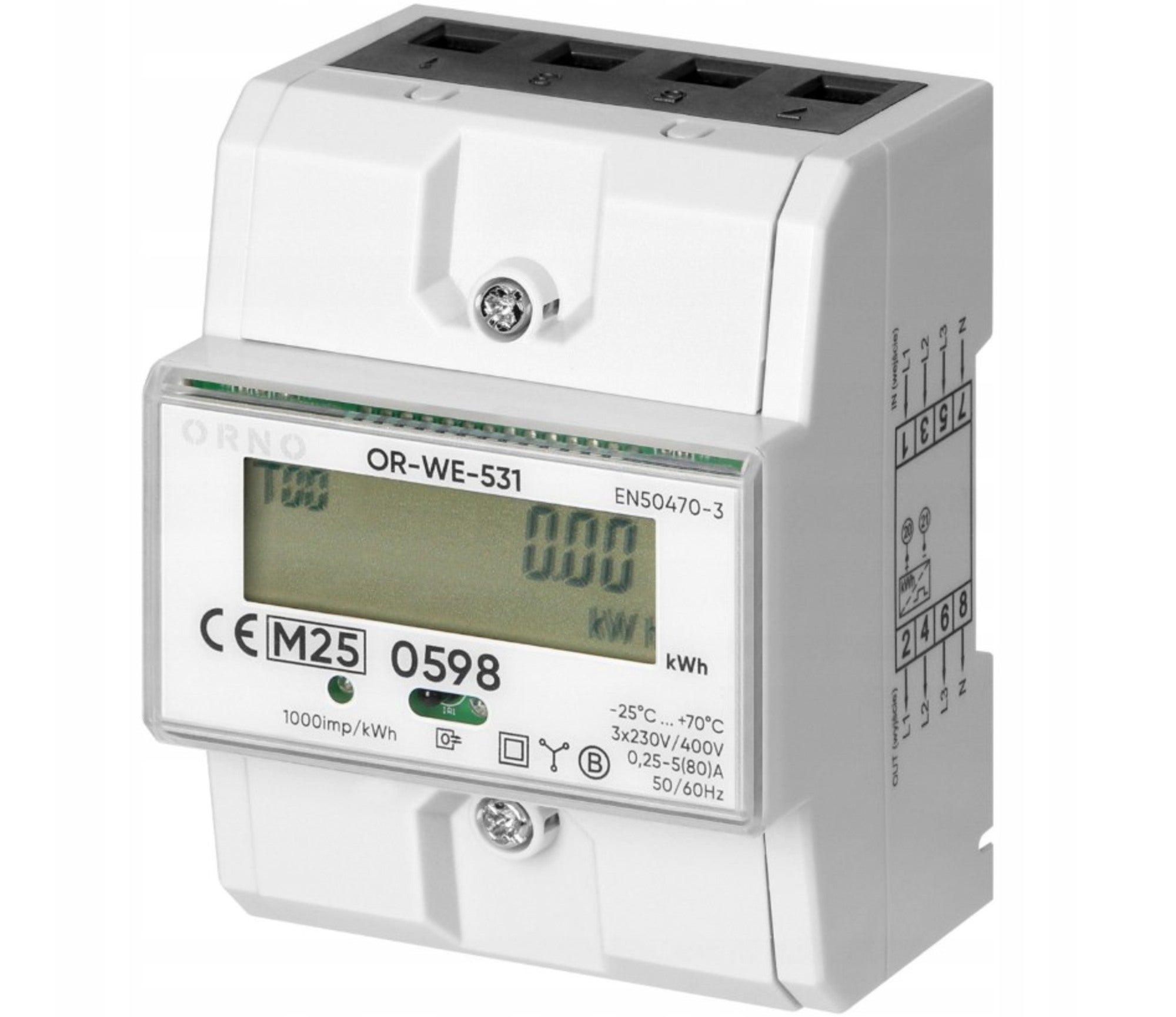Licznik energii elekrycznej 3-fazowy, 80A, certyfikat MID 0
