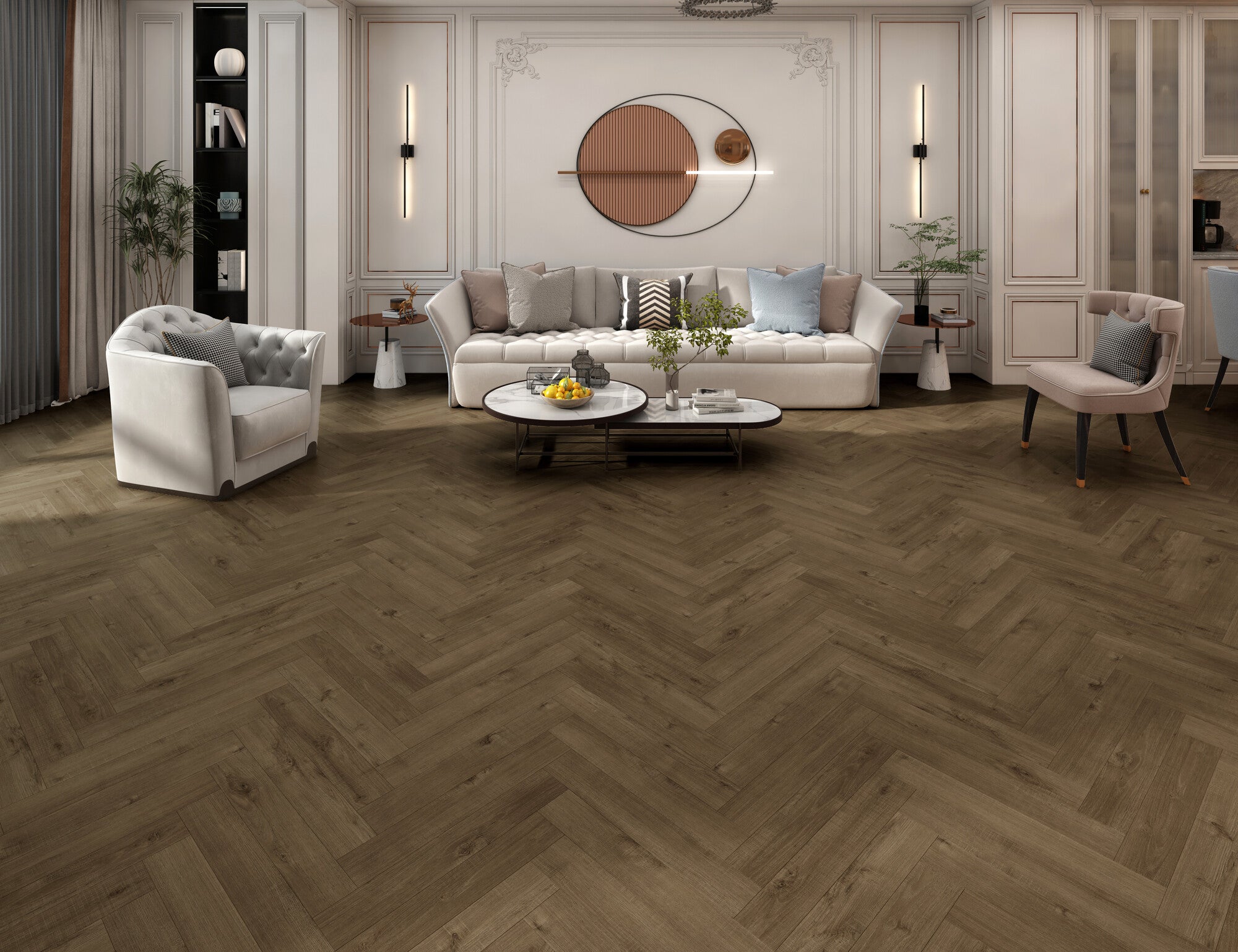 Panel podłogowy Dąb Pustynny jodełka AC5 8mm op. 1,92 m2 wodoodporny 24h 1